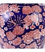 Chinese Ginger Jar Porcelain Blue Red Peonies Hand-Painted D24xH46cm