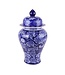 Fine Asianliving Pot à Gingembre Chinois Porcelaine Bleu Marine Pivoines Peint à la Main D19xH36cm