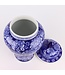 Vaso Ginger Jar Cinese in Porcellana Blu Navy Peonie Dipinto a Mano D19xA36cm