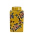 Pot à Gingembre Chinois Porcelaine Jaune Fleurs Peint à la Main D14xH26cm