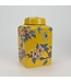 Chinesischer Vase mit Deckel Porzellan Gelbe Blumen Handgemalt D12xH21cm