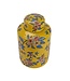Chinesischer Vase mit Deckel Porzellan Gelbe Blumen Handgemalt D20xH31cm