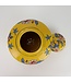 Pot à Gingembre Chinois Porcelaine Jaune Fleurs Peint à la Main D20xH31cm