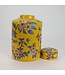 Pot à Gingembre Chinois Porcelaine Jaune Fleurs Peint à la Main D20xH31cm