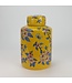 Chinese Ginger Jar Porcelain Yellow Flowers Hand-Painted D20xH31cm