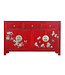 PREORDER WEEK 19 Chinees Dressoir Vintage Rood Handbeschilderd - Orientique Collectie B140xD35xH85cm