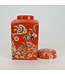 Pot à Gingembre Chinois Porcelaine Orange Fleurs Peint à la Main D12xH21cm