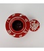 Chinesischer Vase mit Deckel Porzellan Rot Blumen Handgemalt D14xH20cm