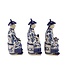 Chinese Keizers Zittend Porselein Drie Generaties Blauw Wit Handgeschilderd Set/3 B11xD10xH27cm