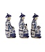 Figurine en Porcelaine Empereur Assis Chinois Trois Générations Bleu Blanc Peint à la Main Set/3 L11xP10xH27cm