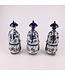 Chinese Keizers Zittend Porselein Drie Generaties Blauw Wit Handgeschilderd Set/3 B11xD10xH27cm