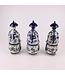 Figurine en Porcelaine Empereur Assis Chinois Trois Générations Bleu Blanc Peint à la Main Set/3 L11xP10xH27cm