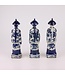 Chinese Emperor Porcelain Figurine Three Generations Blue White Hand-Painted Set/3 W8xD6xH27cm