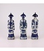 Statuetta in Porcellana Dell'Imperatore Cinese Tre Generazioni Blu Bianco Dipinto a Mano Set/3 L8xP6xA27cm