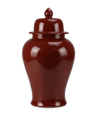 Fine Asianliving Tarro de Jengibre Chino Porcelana Rojo Hecho a Mano D24xAl44cm