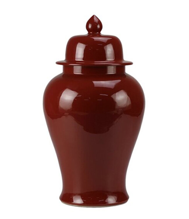 Pot à Gingembre Chinois Porcelaine Rouge Fait Main D24xH44cm