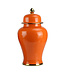 Fine Asianliving Tarro de Jengibre Chino Porcelana Naranja Hecho a Mano D25xAl46cm