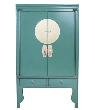 Fine Asianliving Chinese Wedding Cabinet Pine Green - Orientique Collection W100xD55xH175cm