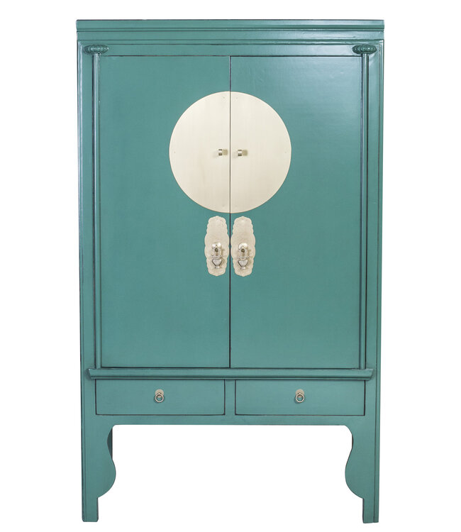 Chinese Wedding Cabinet Pine Green - Orientique Collection W100xD55xH175cm