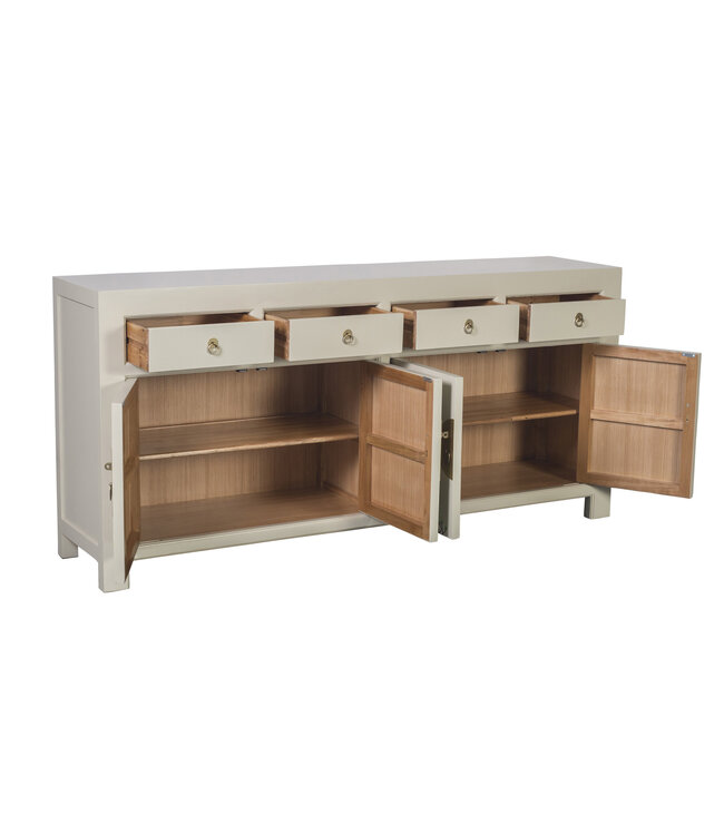 Buffet Chinois Moonshine Grège Peinte à la Main - Orientique Collection L180xP40xH85cm
