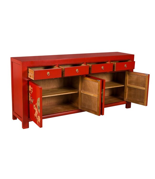 Credenza Cinese Lucky Rosso Dipinto a Mano - Orientique Collezione L180xP40xA85cm