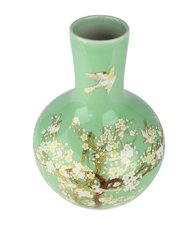 Chinese Vase Mint Blossoms Handmade D31xH47cm