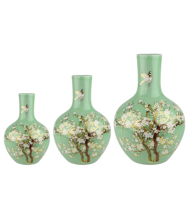 Chinese Vase Mint Blossoms Handmade D31xH47cm