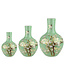 Vase Chinois Menthe Fleurs Fait Main D24xH36cm