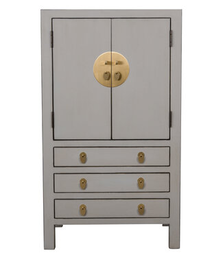 Fine Asianliving Armadio Cinese Grigio Pastello - Orientique Collezione L63xP38xA110cm