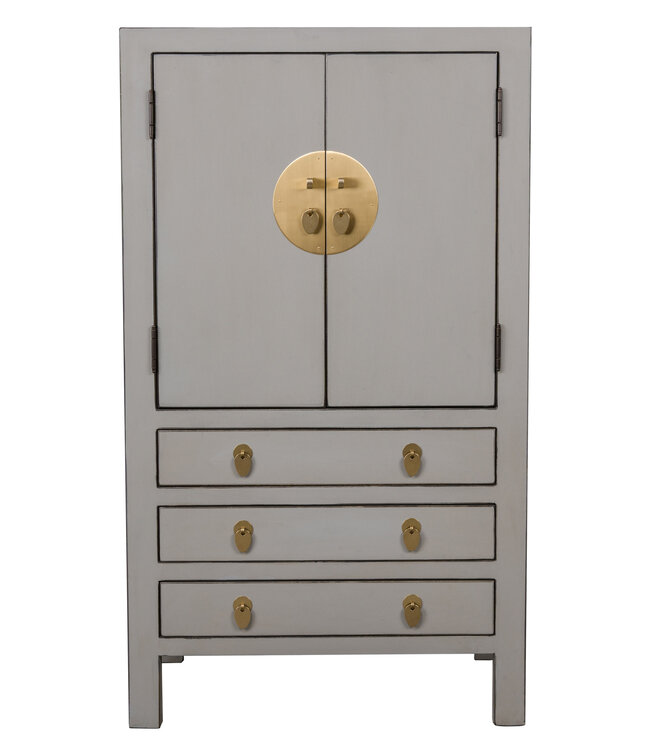 Armoire Chinoise Gris Pastel - Orientique Collection L63xP38xH110cm