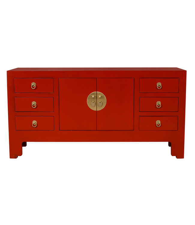 Meuble TV Chinois Lucky Rouge - Orientique Collection L121xP37xH61cm