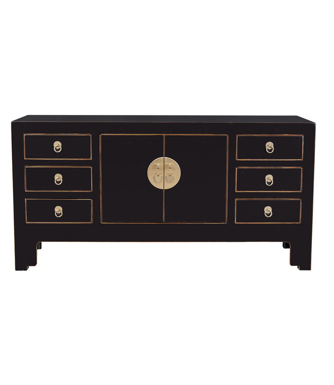 Chinesisches TV Lowboard Onyx Schwarz - Orientique Kollektion B121xT37xH61cm