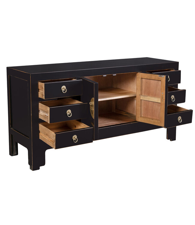 Meuble TV Chinois Onyx Noir - Orientique Collection L121xP37xH61cm