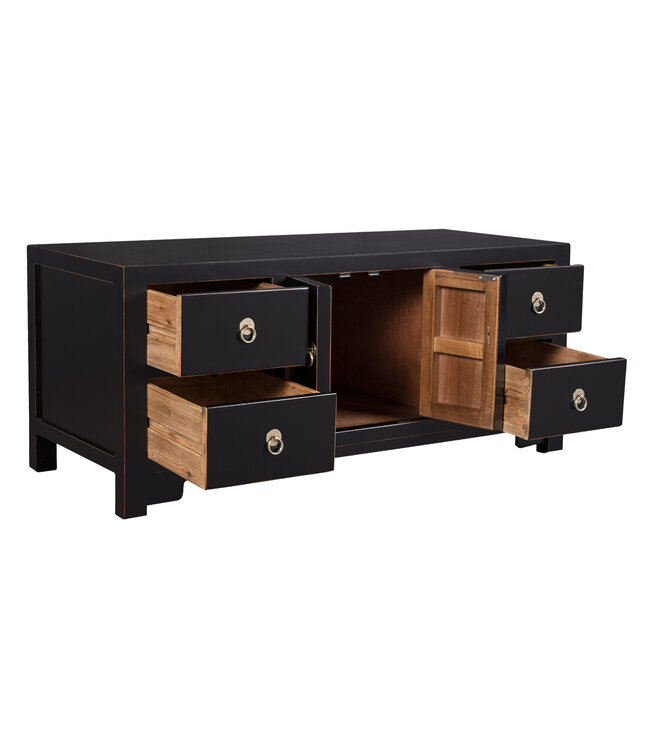 Meuble TV Chinois Onyx Noir - Orientique Collection L106xP45xH46cm