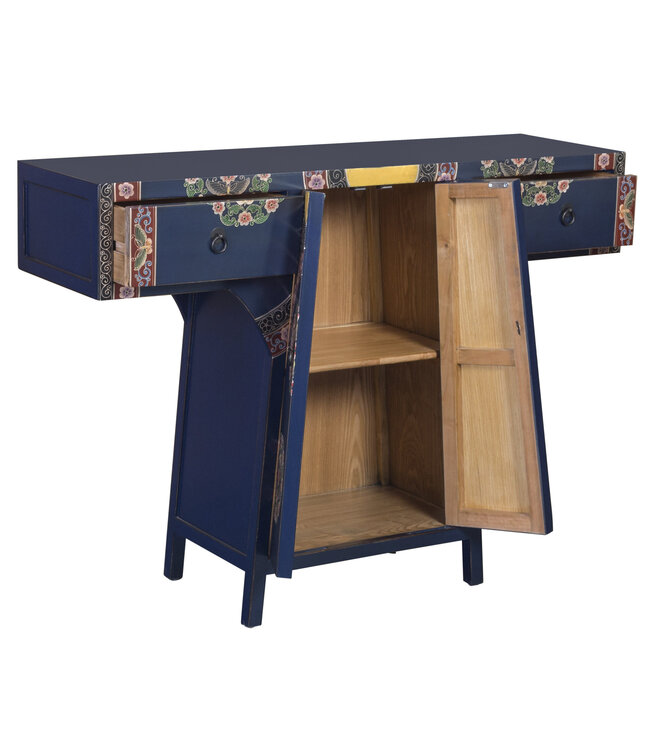 Armadio Kimono Cinese Dipinto a Mano Midnight Blu L120xP35xH87cm