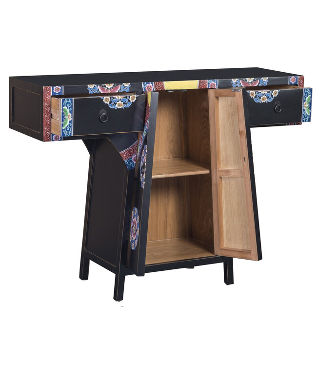 Chinese Kimono Cabinet Handpainted Black W120xD35xH87cm
