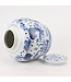 Pot à Gingembre Chinois Porcelaine Bleu Blanc Poissons Koi Peint à la Main D23xH23cm