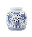 Chinesischer Vase mit Deckel Porzellan Blau Weiß Koi Fisch Handgemalt D23xH23cm