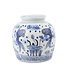 Vaso Ginger Jar Cinese in Porcellana Blu Bianco Pesci Koi Dipinto a Mano D23xA23cm