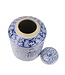 Tarro de Jengibre Chino Porcelana Azul Blanco Doble Felicidad Pintado a Mano D23xAl30cm