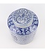 Pot à Gingembre Chinois Porcelaine Bleu Blanc Double Bonheur Peint à la Main D23xH30cm