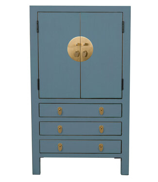 Fine Asianliving Chinese Cabinet Arctic Blue Grey - Orientique Collection W63xD38xH110cm