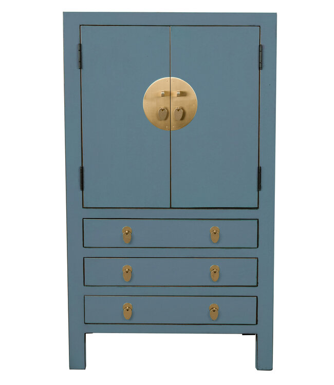 Armoire Chinoise Arctic Bleue Gris - Orientique Collection L63xP38xH110cm