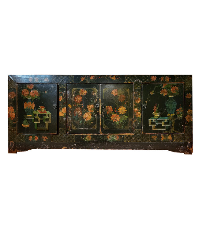 Antique Chinese Sideboard Black Handpainted W173xD45xH75cm