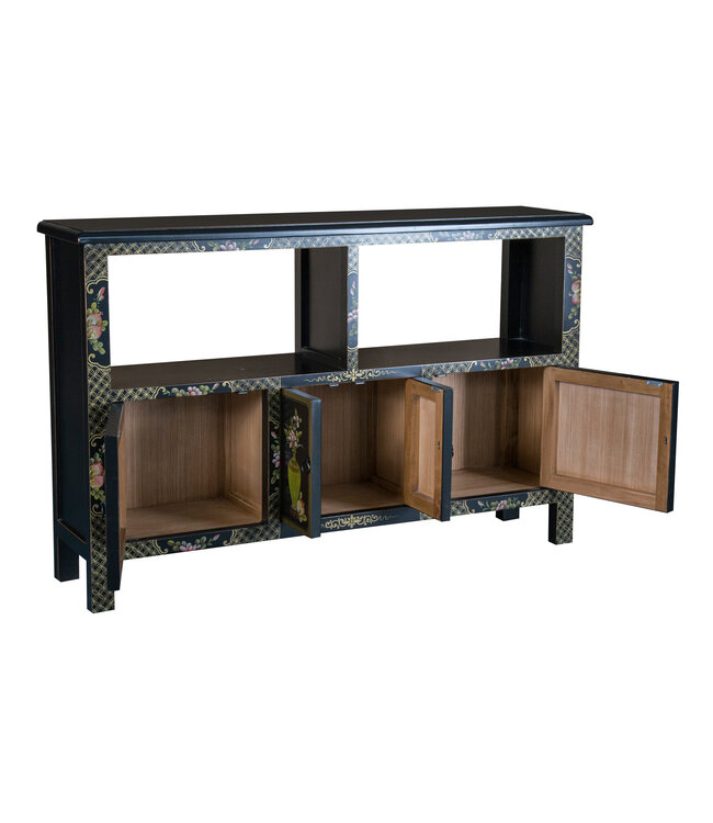 Chinees Dressoir Zwart Handbeschilderd B140xD33xH90cm