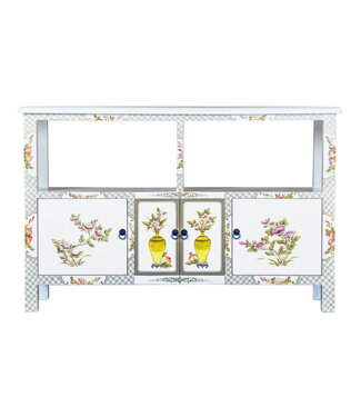 Fine Asianliving Chinese Sideboard White Hand-Painted W140xD33xH90cm