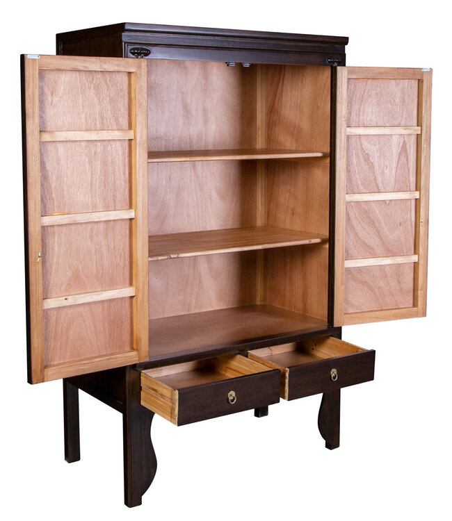Chinese Wedding Cabinet Earthy Brown - Orientique Collection W100xD55xH175cm