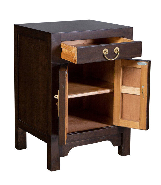 Chinese Bedside Table Earthy Brown - Orientique Collection W42xD35xH60cm