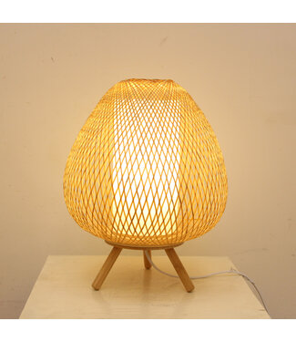 Fine Asianliving Lámpara de Mesa de Bambú Natural Hecho a Mano- Colette D30xAl38cm