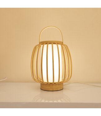 Fine Asianliving Lampada da Tavolo in Bambù Naturale Fatto a Mano - Cecile D23xA37cm